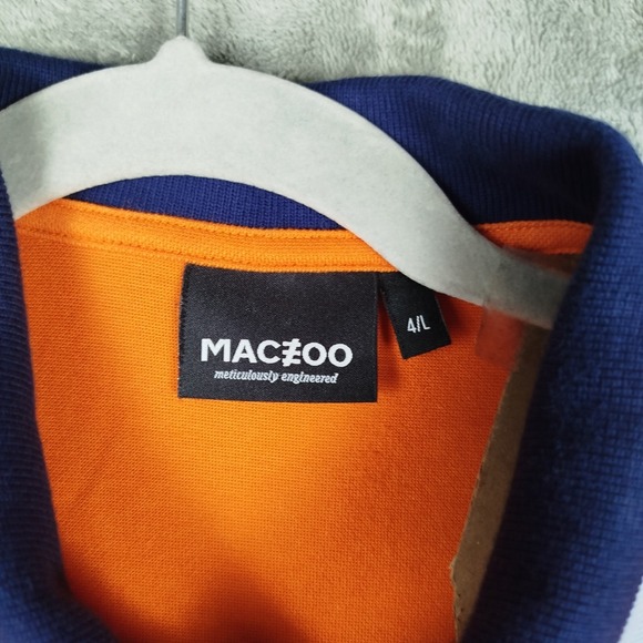 Maceoo Trim Cotton Orange Polo Shirt Mens L 4 Large Embroidered Lion Casual - Picture 5 of 9